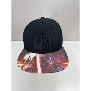 Star Wars Snapback Hat Black Embroidered Logo Printed Brim One Size Fits All